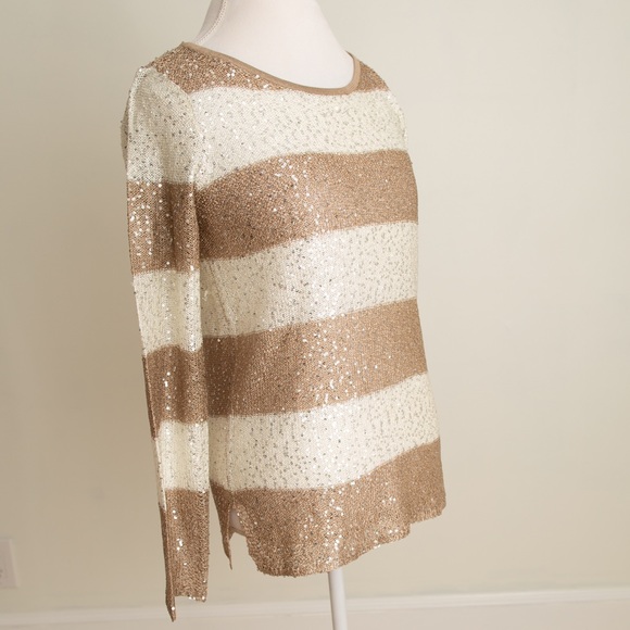 Striped Sequin Knit Sweater - Picture 3 of 4